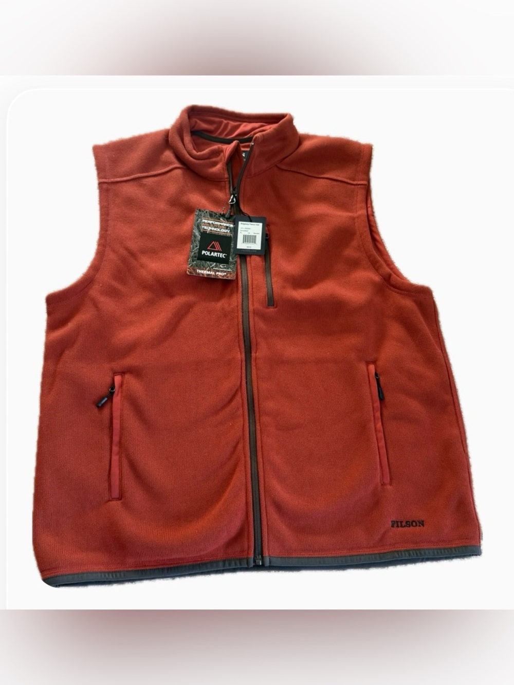 Filson Men's Rust Red Polartec Fleece Vest